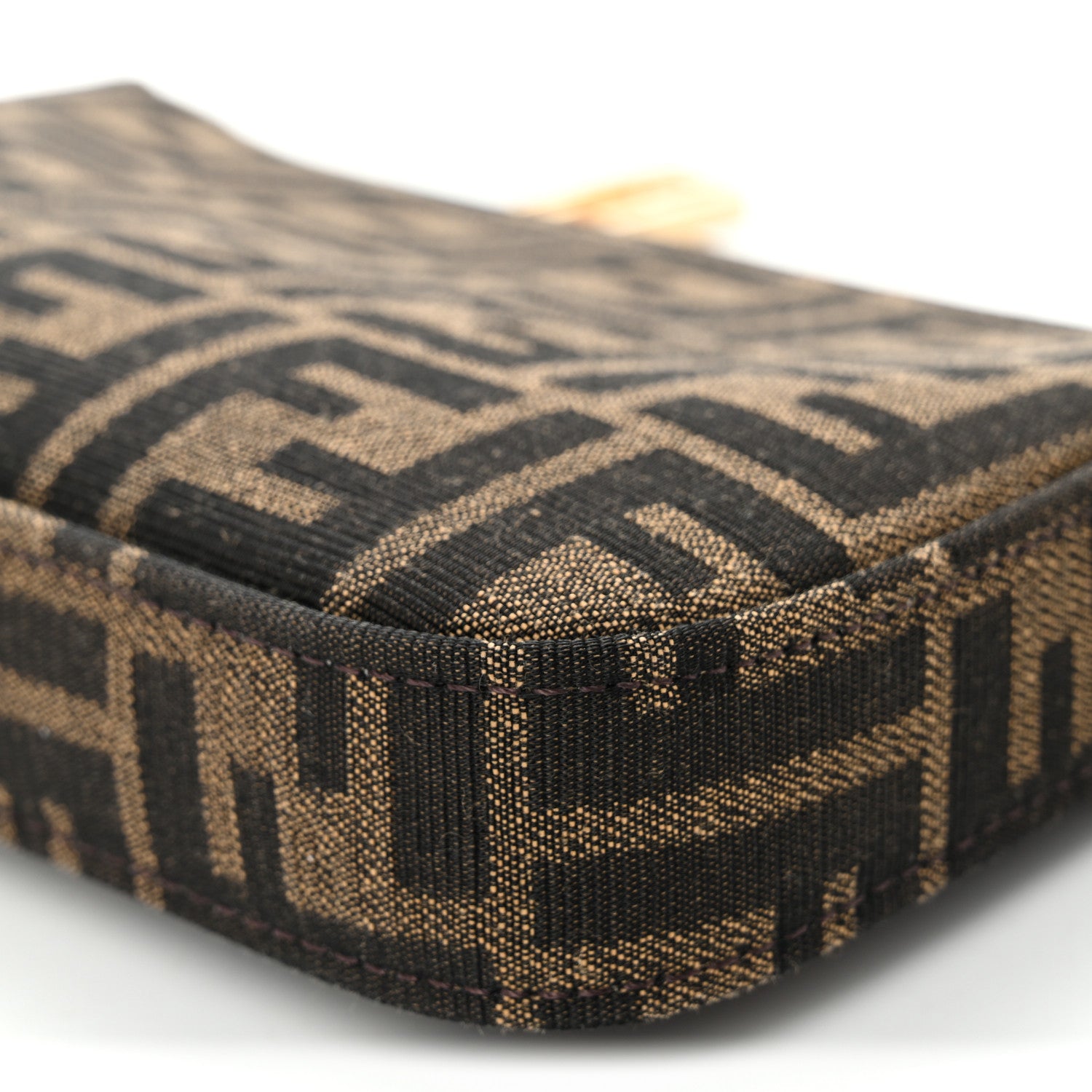 Fendi Fabric Jacquard Vitello Grace FF 1974 Baguette Pouch Tobacco Moro Sand 9 of 9