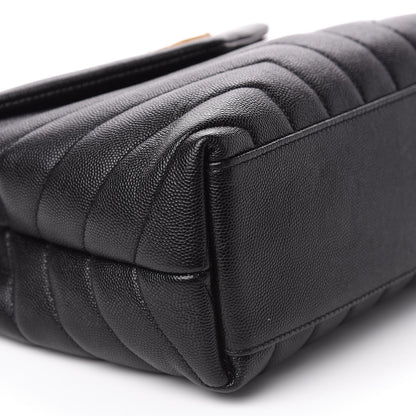 Saint Laurent Grain de Poudre Calfskin Y Quilted Monogram Small Loulou Chain Satchel Black 6 of 12