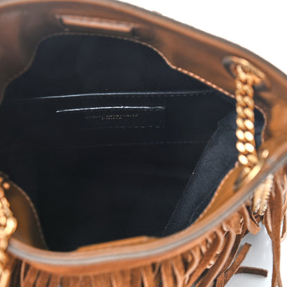 Saint Laurent Suede Calfskin Small Grace Fringed Hobo Bag Light Ocre 5 of 8