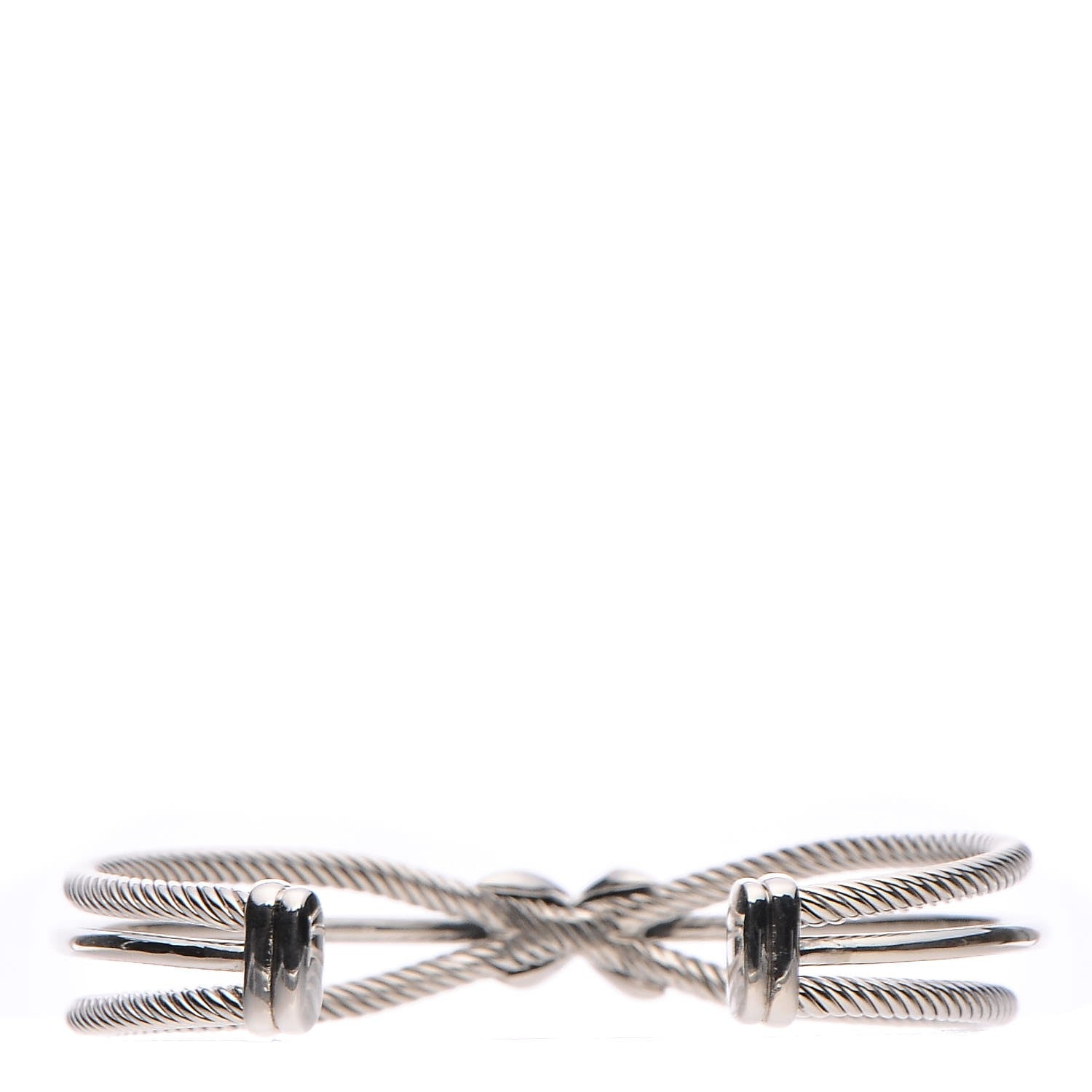 David Yurman Sterling Silver Pave Diamond 7mm X Crossover Cuff M 3 of 4