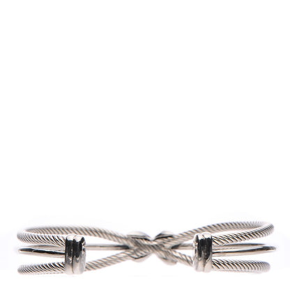 David Yurman Sterling Silver Pave Diamond 7mm X Crossover Cuff M 3 of 4
