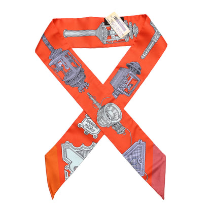 Hermes Silk Merveilleuses Lanternes Twilly Orange Cobalt Gris Bleuete Orange Cobalt Gris Bleuete 1 of 5