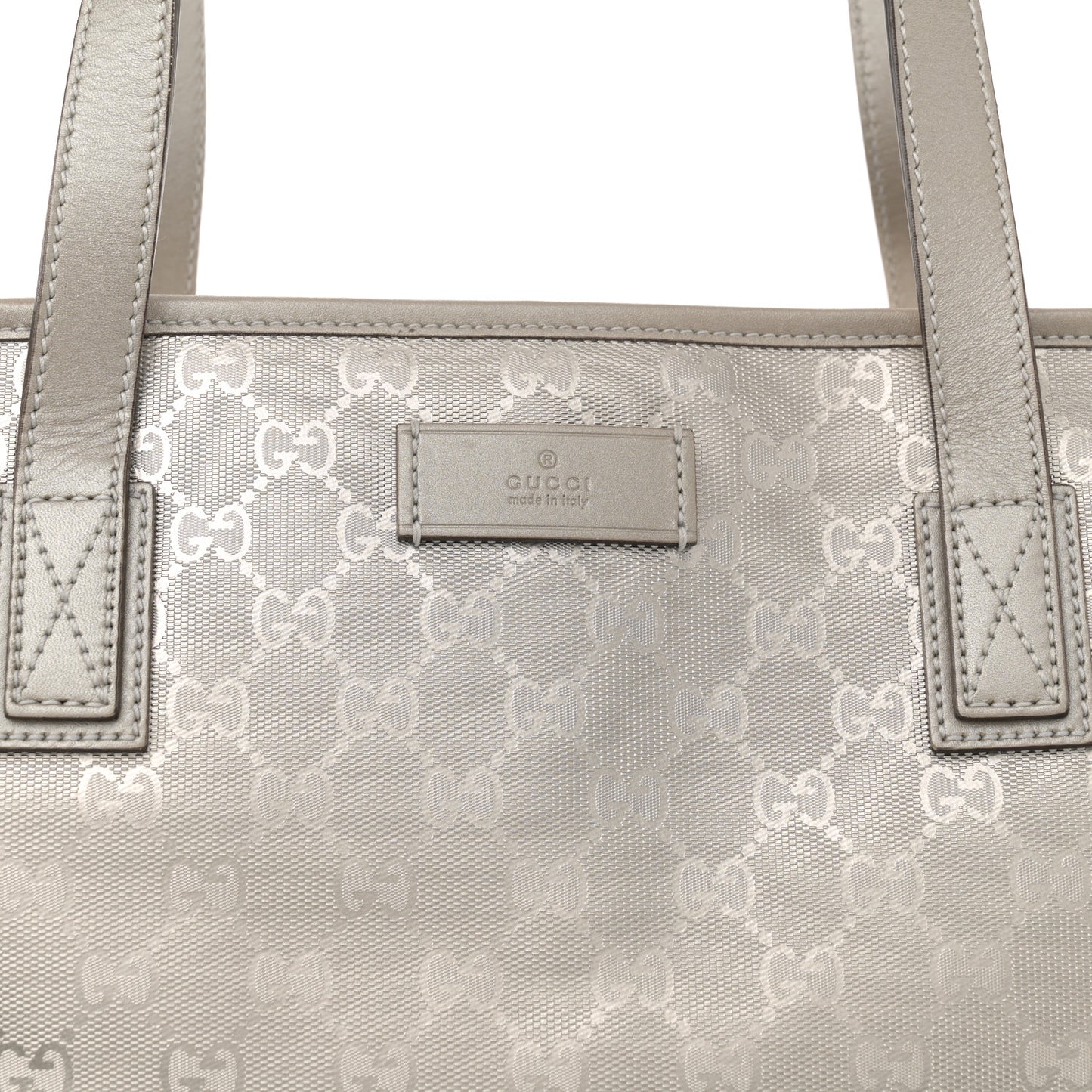 Imprime Monogram Medium Zippered Shopping Tote Silver