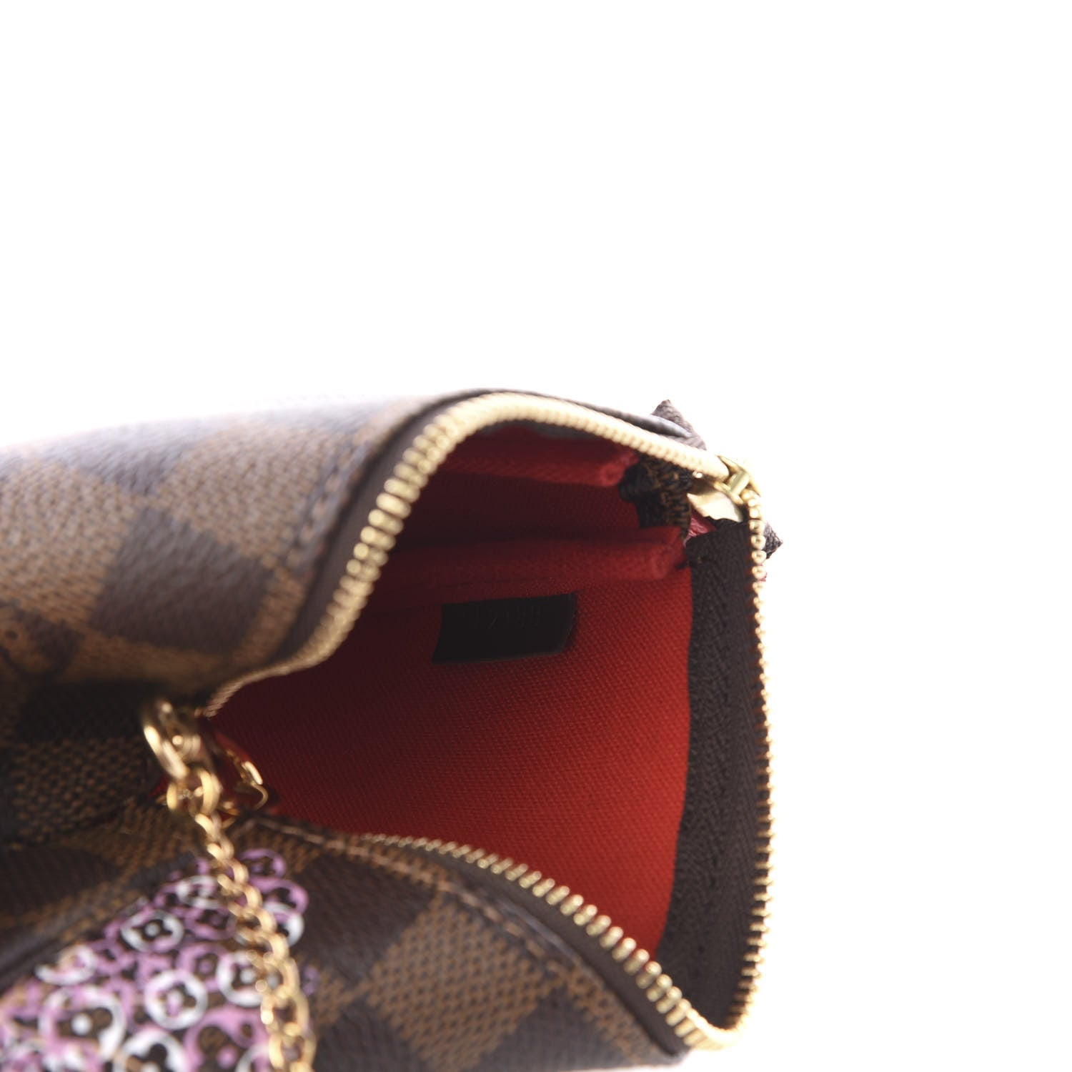 Louis Vuitton Damier Ebene 2019 Christmas Animation Mini Pochette Accessories Red 7 of 9