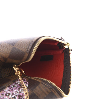 Louis Vuitton Damier Ebene 2019 Christmas Animation Mini Pochette Accessories Red 7 of 9