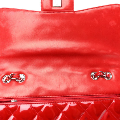 Chanel Patent Quilted Jumbo Single Flap Red 7 of 12