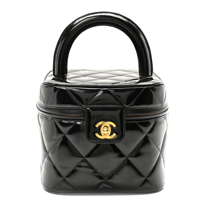 Chanel Patent Quilted Top Handle Vanity Case Black 1 of 10