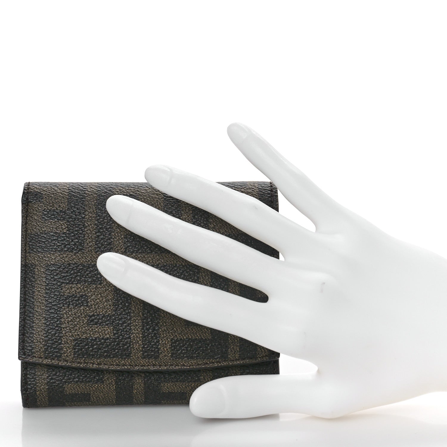 Fendi Vitello Elite Zucca Compact Wallet Tobacco Pink 2 of 8