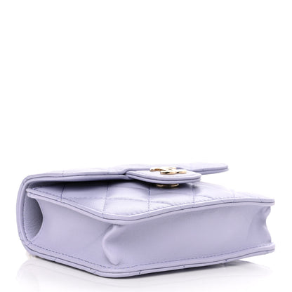 Chanel Lambskin Quilted Top Handle Flap Coin Purse With Chain Light Purple 4 of 11