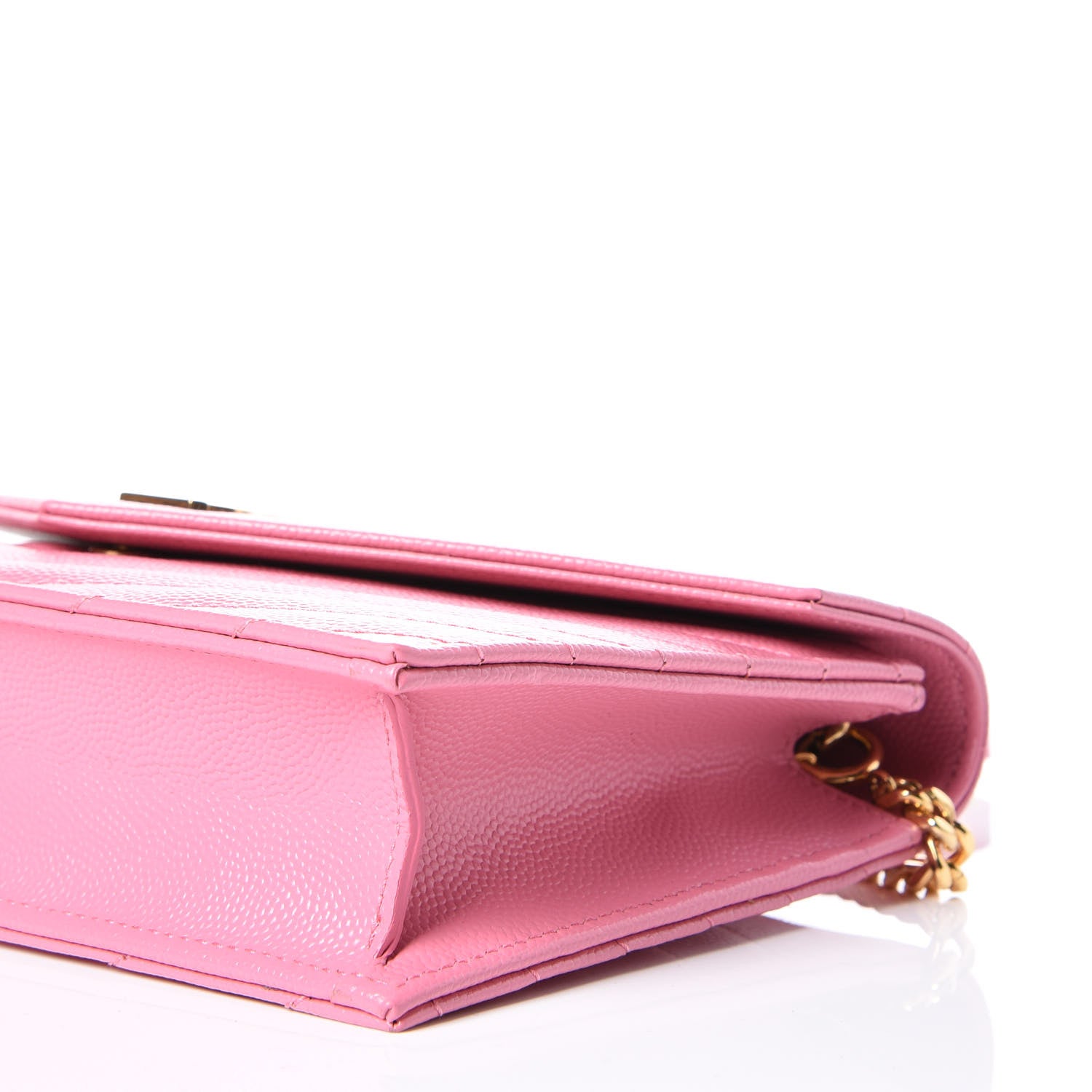 Saint Laurent Grain De Poudre Matelasse Chevron Monogram Envelope Chain Wallet Indian Pink 9 of 10