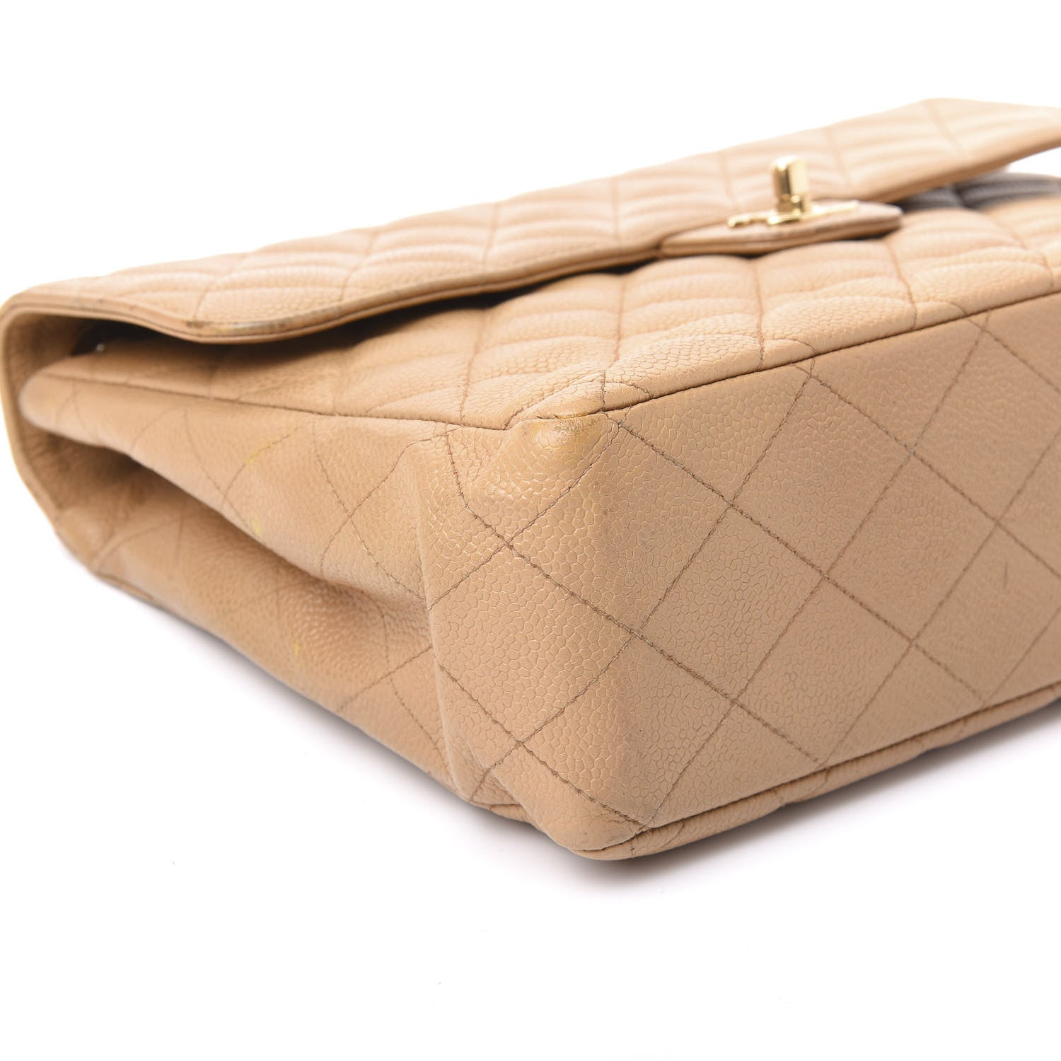Chanel Caviar Quilted Jumbo Single Flap Beige 5 of 10