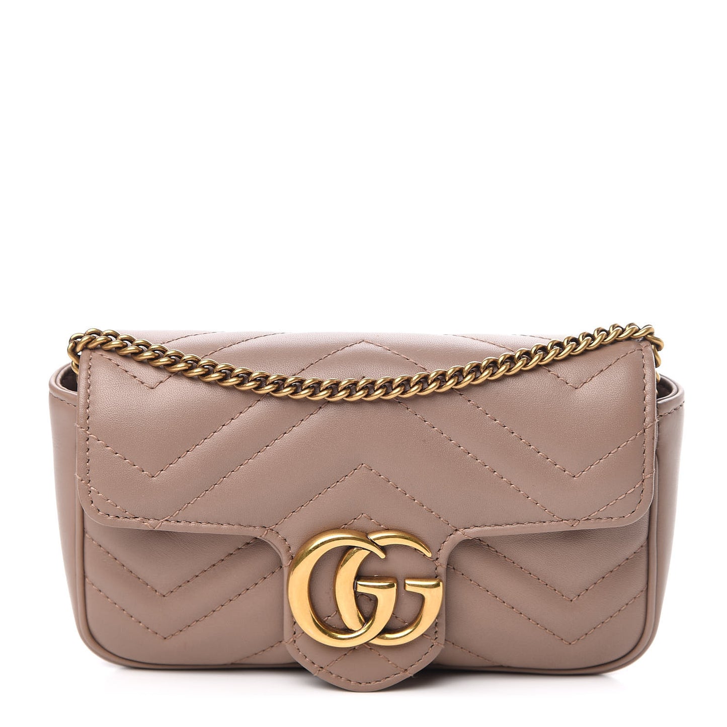 Calfskin Matelasse Super Mini GG Marmont Shoulder Bag Porcelain Rose