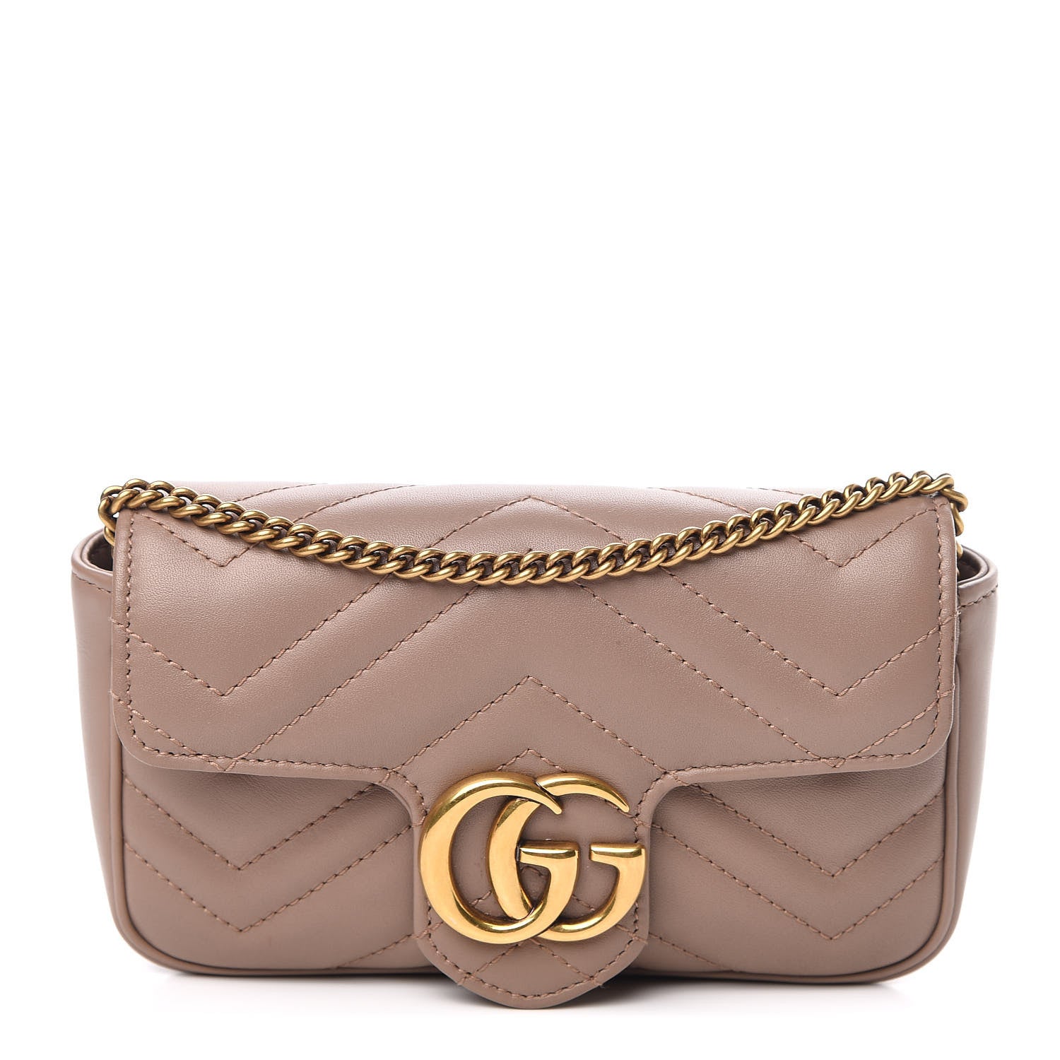 Gucci Calfskin Matelasse Super Mini GG Marmont Shoulder Bag Porcelain Rose 1 of 11
