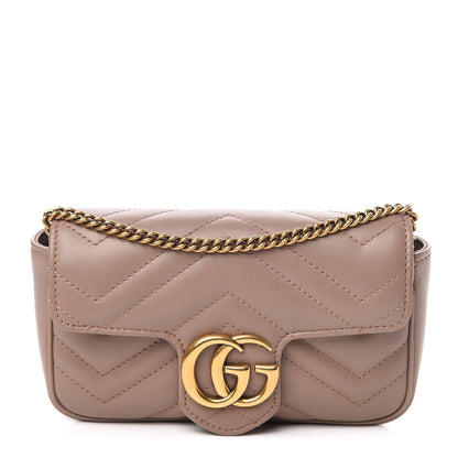 Gucci Calfskin Matelasse Super Mini GG Marmont Shoulder Bag Porcelain Rose 1 of 11