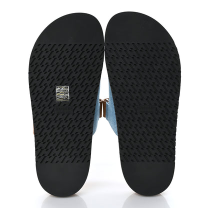 Hermes Denim Calfskin Womens Chypre Sandals 40.5 Bleu Clair Naturel 5 of 9