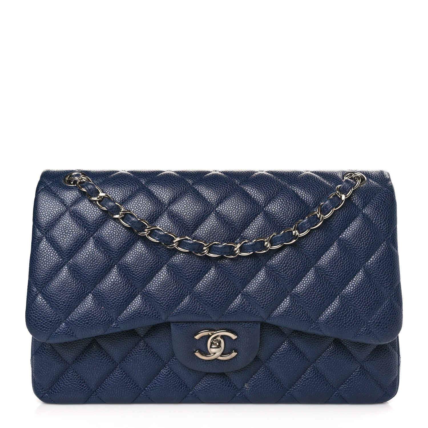 Chanel Caviar Quilted Jumbo Double Flap Navy Blue 1 of 9