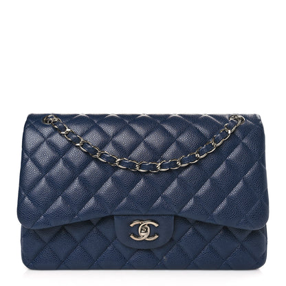 Chanel Caviar Quilted Jumbo Double Flap Navy Blue 1 of 9