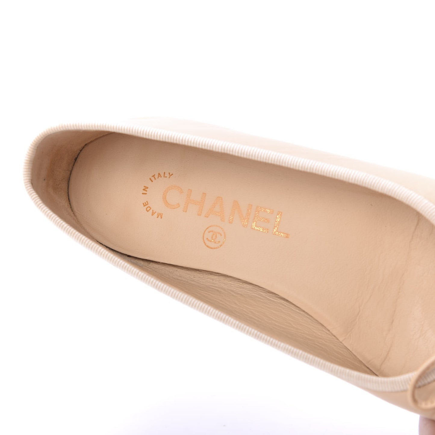 Lambskin Cap Toe CC Ballerina Flats 36.5 Beige Black