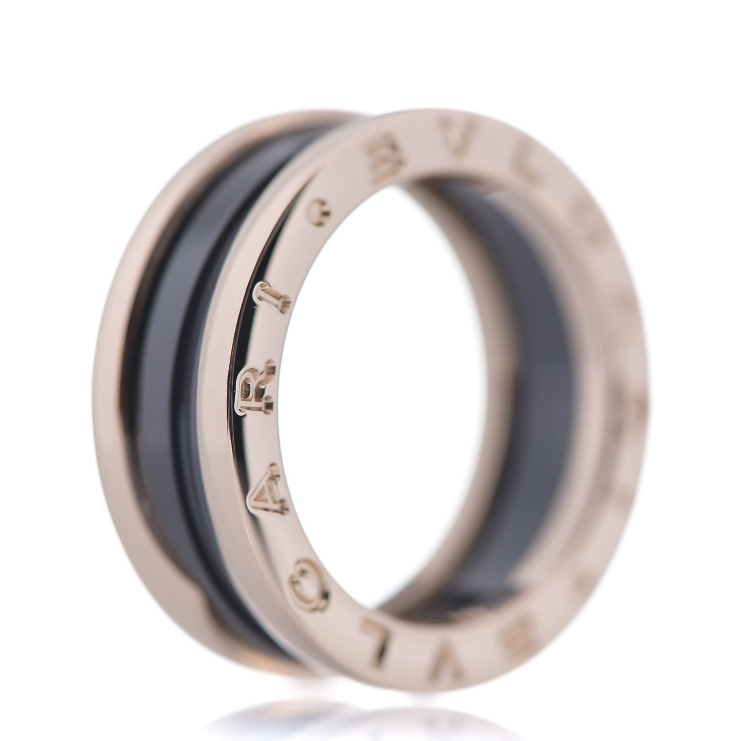 18K Rose Gold Black Ceramic B.Zero1 Two-Band Ring 53 6.25