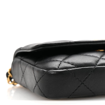 Chanel Lambskin Enamel Quilted Coco Hearts Clutch With Chain Black 10 of 12