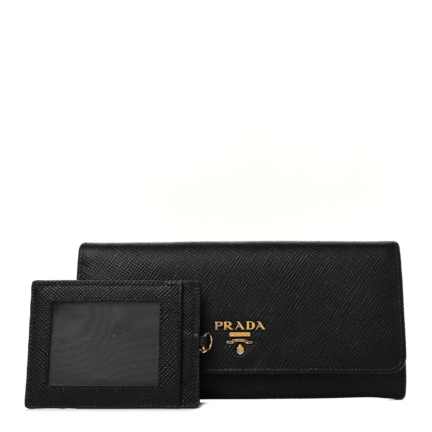 Saffiano Metal Continental Flap Wallet Black