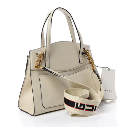 Gucci Grained Calfskin Web Stripe Butterfly Medium Totem Top Handle Bag White 3 of 10