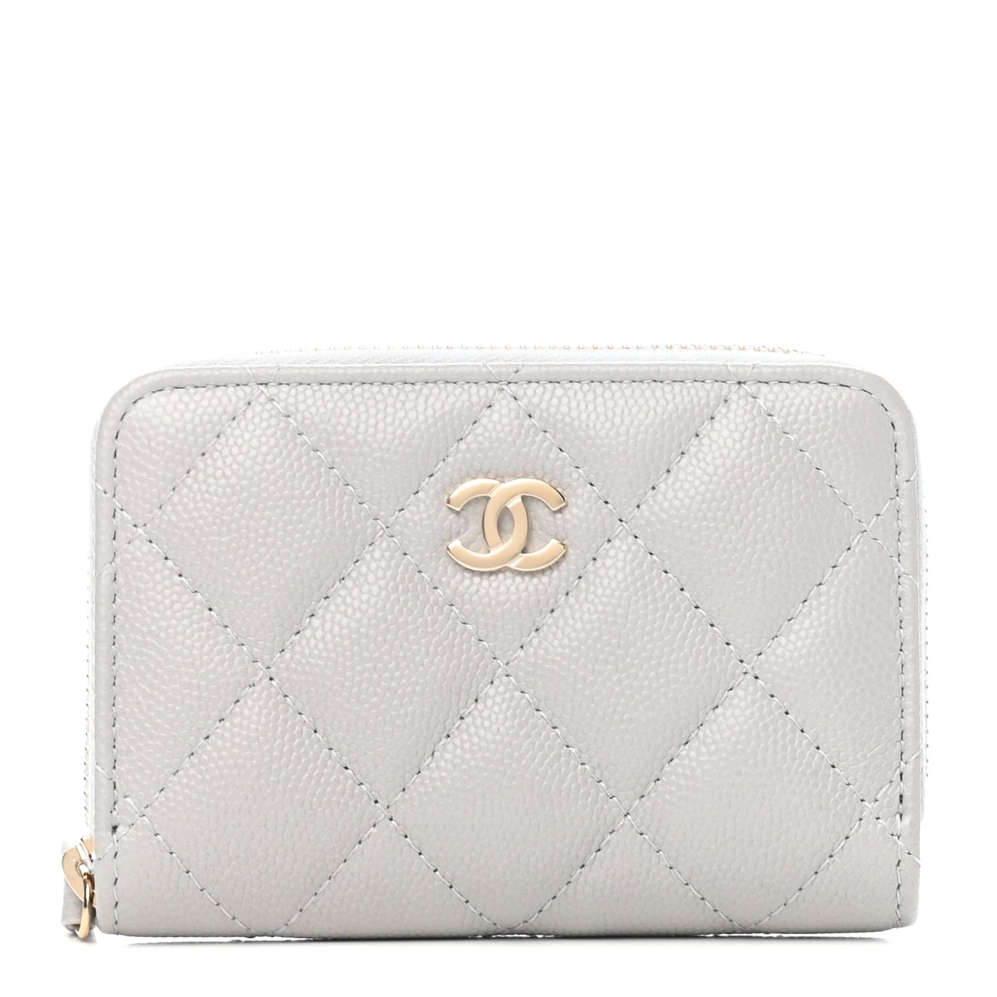 Caviar Quilted Zip Coin Purse Grey