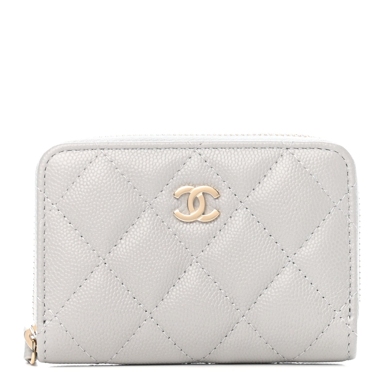 Chanel Caviar Quilted Zip Coin Purse Grey 1 of 8