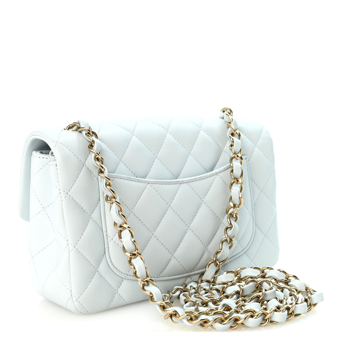 Chanel Lambskin Quilted Mini Rectangular Flap Light Blue 3 of 11