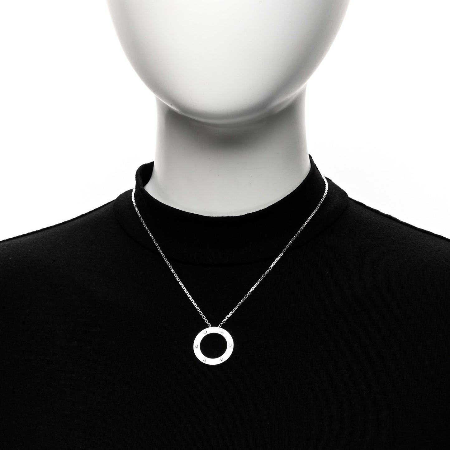 18K White Gold 6 Diamonds LOVE Pendant Necklace