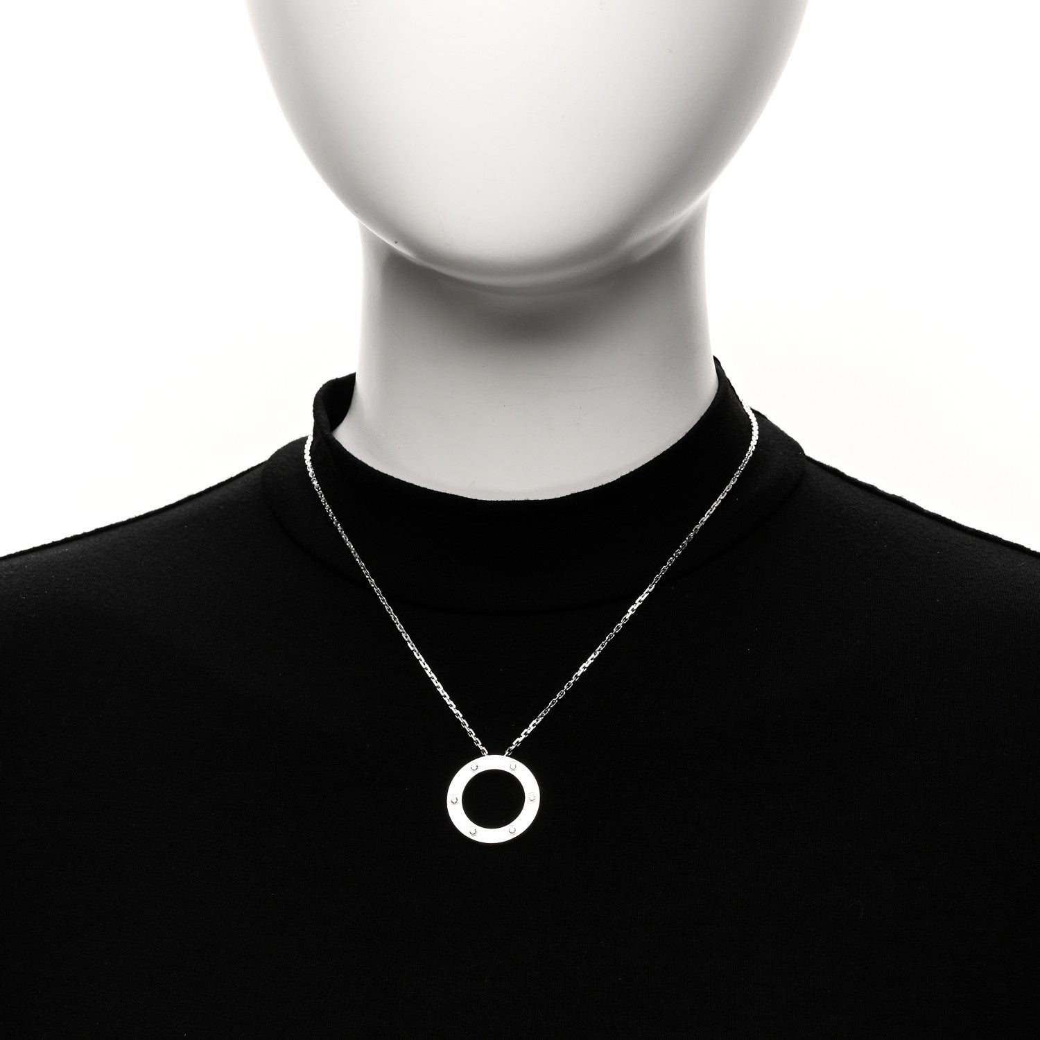 Cartier 18K White Gold 6 Diamonds LOVE Pendant Necklace 2 of 6