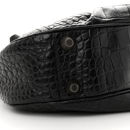Balenciaga Extra Supple Calfskin Crocodile Embossed Monochrome Small Le Cagole Shoulder Bag Black 8 of 12
