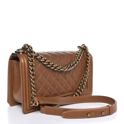 Chanel Caviar Quilted Medium Boy Flap Light Brown 3 of 9