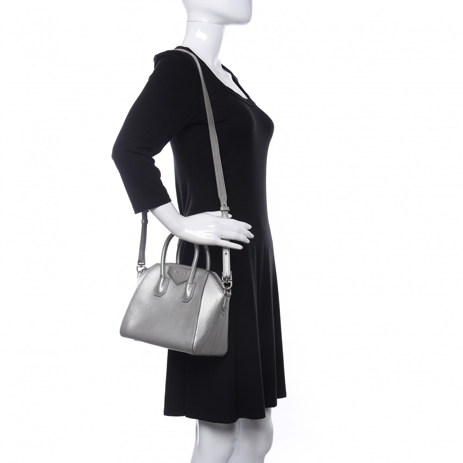 Givenchy Metallic Sugar Goatskin Mini Antigona Silver 2 of 16