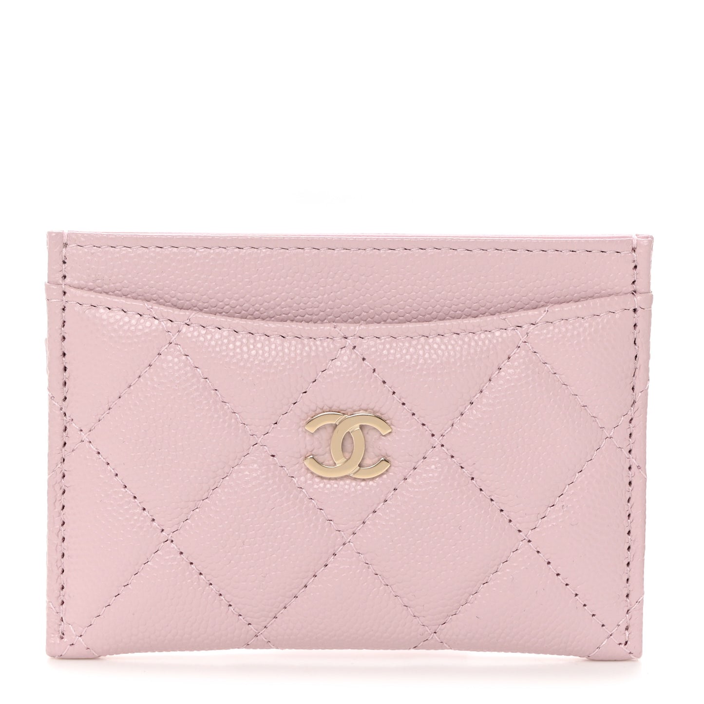 Caviar Quilted Card Holder Light Pink