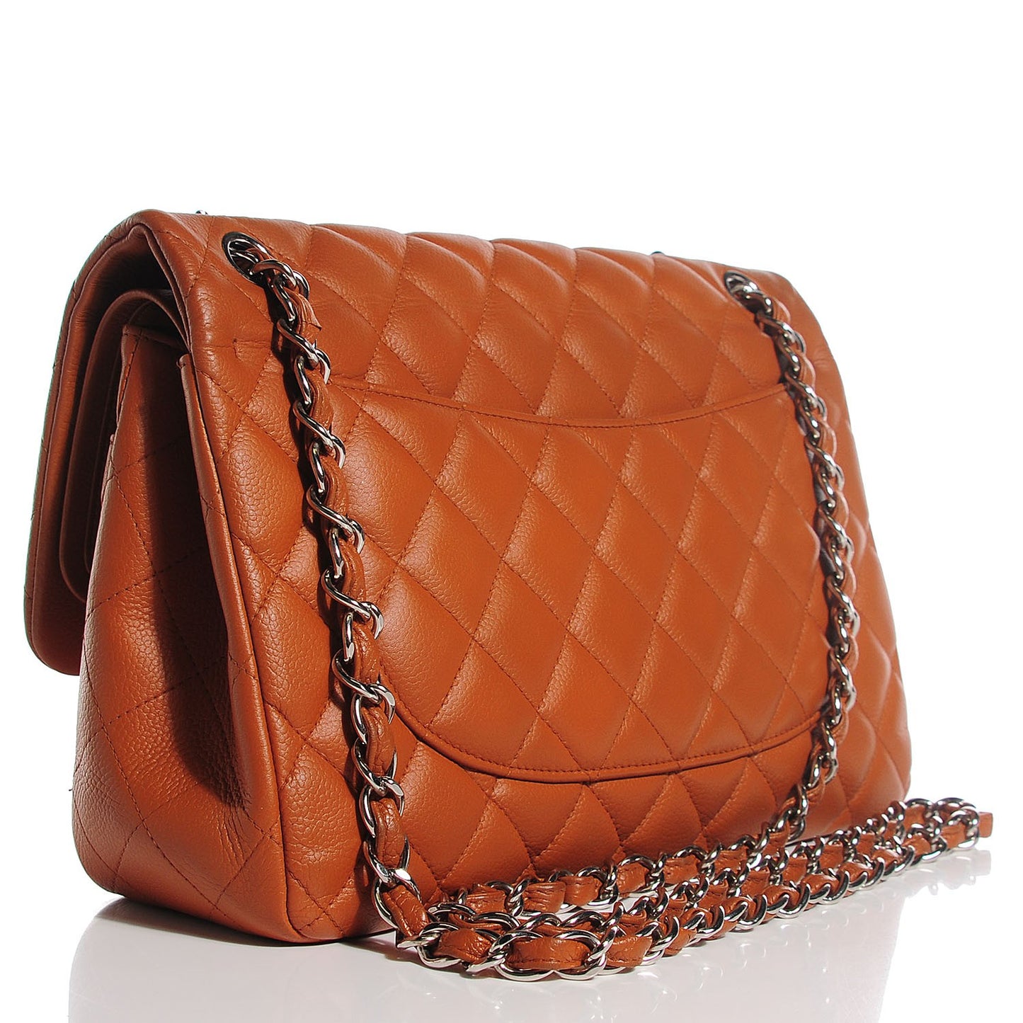 Caviar Quilted Jumbo Double Flap Light Brown