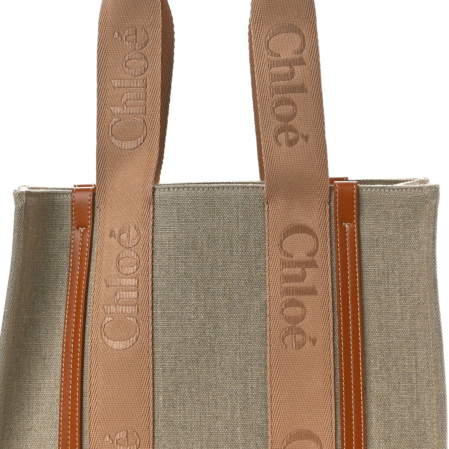 Chloe Linen Calfskin Medium Woody Ribbon Tote Soft Tan 7 of 9