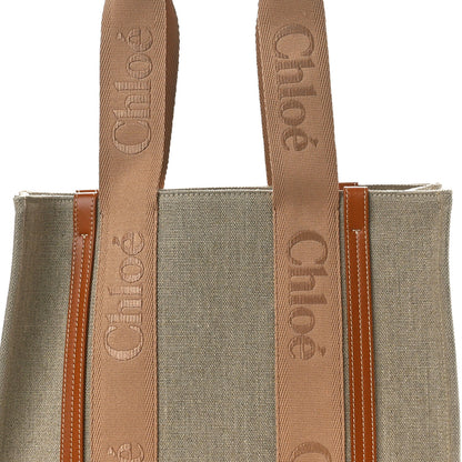 Chloe Linen Calfskin Medium Woody Ribbon Tote Soft Tan 7 of 9