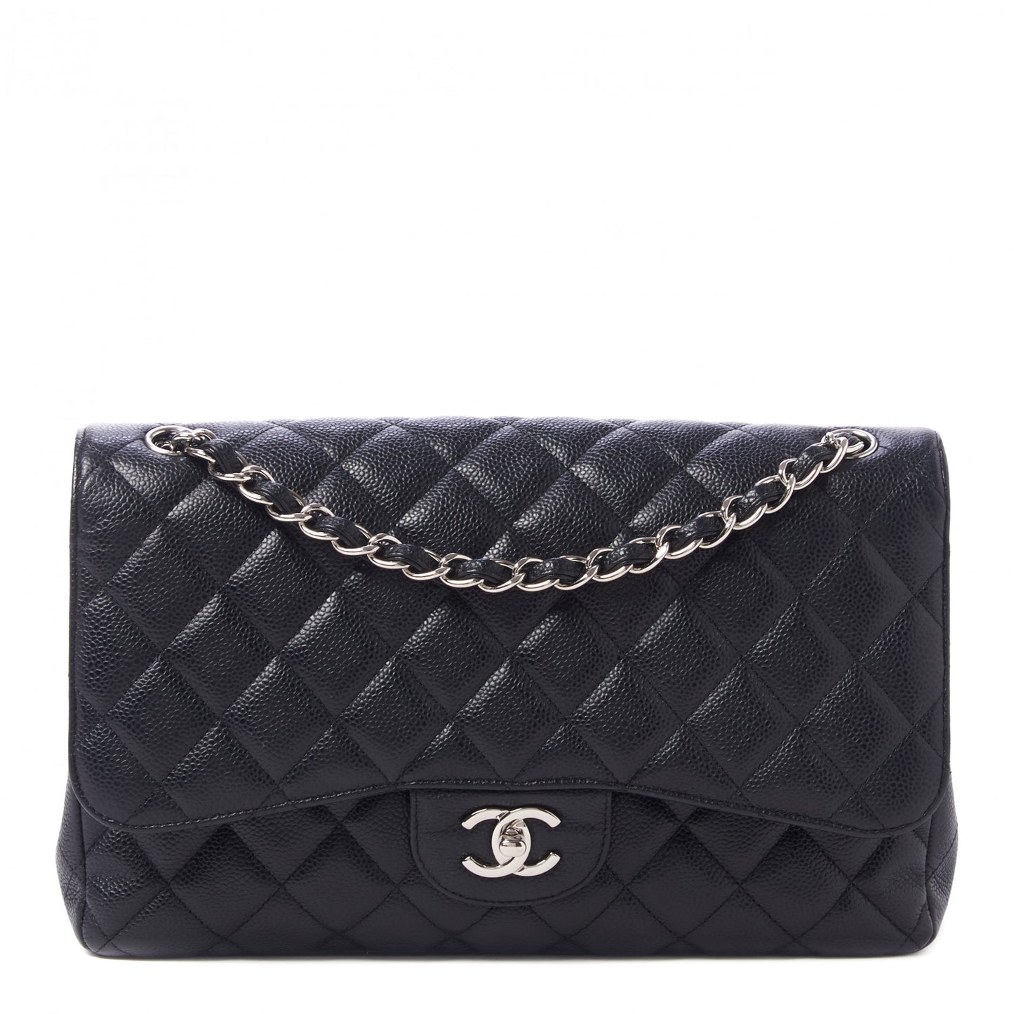 Caviar Quilted Jumbo Double Flap Black