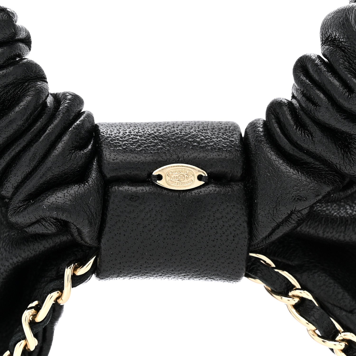 Chanel Lambskin Chain CC Bow Hair Scrunchie Black 1775549