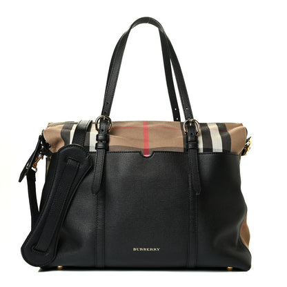 Burberry Grainy Calfskin House Check Mason Diaper Tote Black 1 of 9