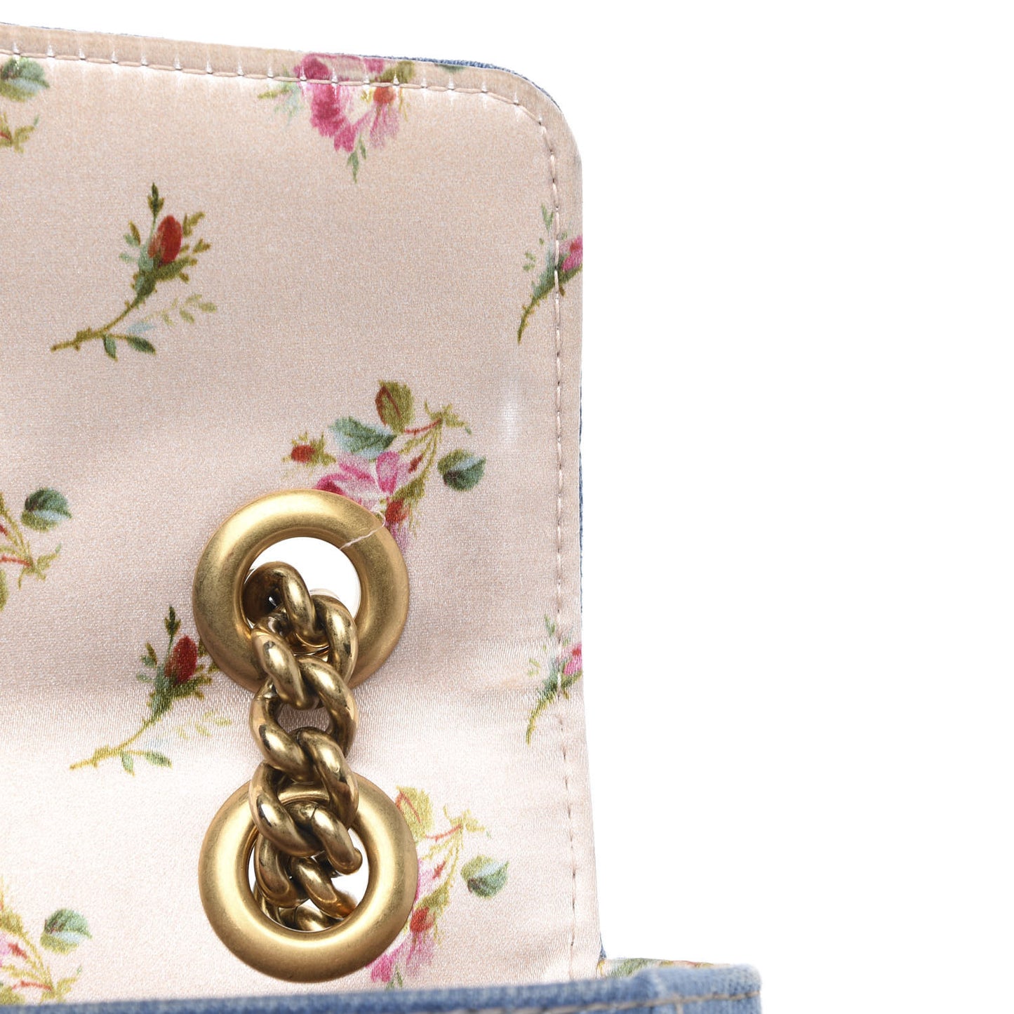 Denim Matelasse Mini Pearly GG Marmont Shoulder Bag Blue