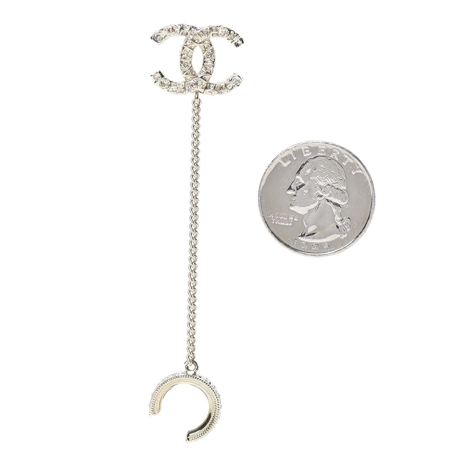 Chanel Crystal CC Cuff Single Earring Gold 2 of 5