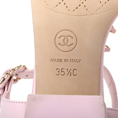 Chanel Lambskin Chain CC Logo Thong Sandals 35.5 Pink 5 of 11
