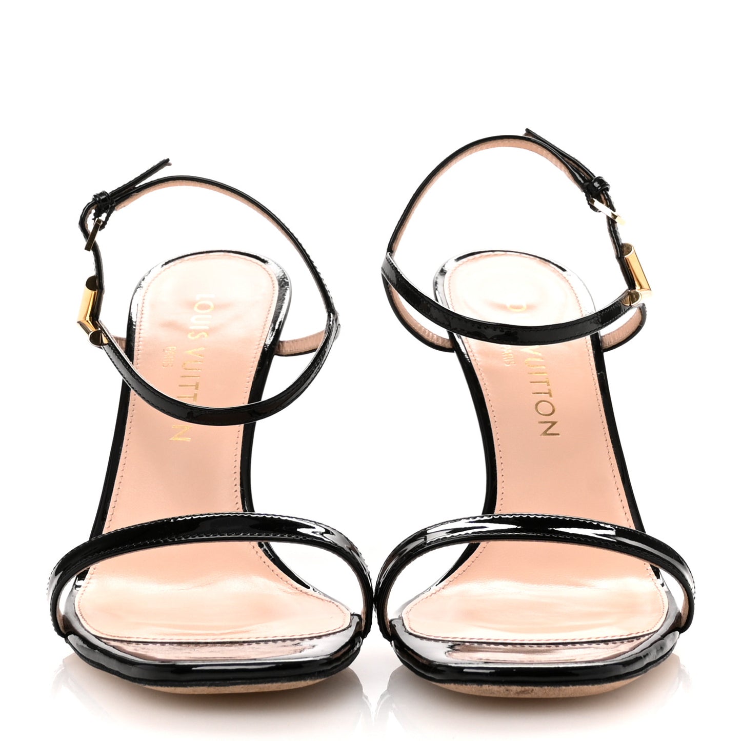 Patent Calfskin Blossom Sandals 39 Black