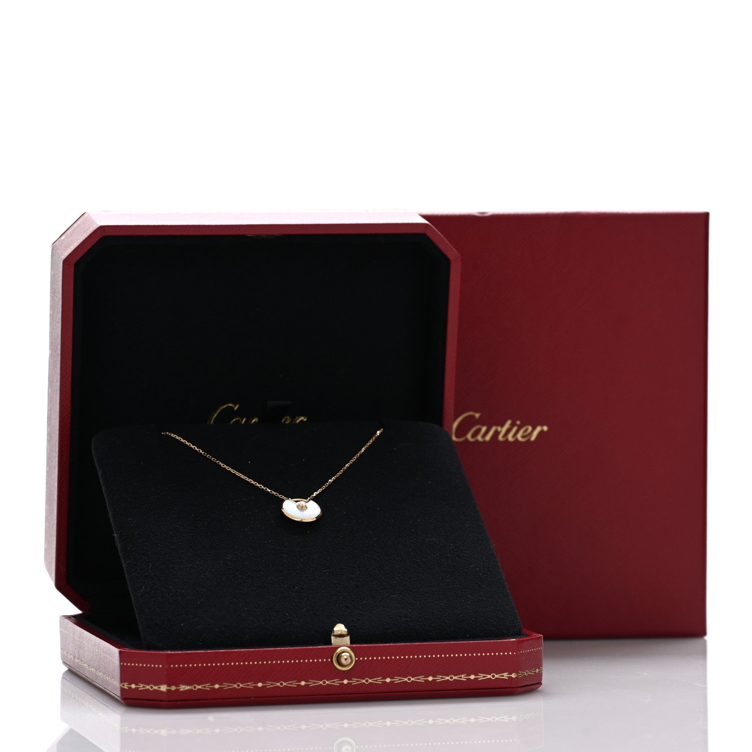 Cartier 18K Yellow Gold Diamond Mother of Pearl XS Amulette de Cartier Pendant Necklace 5 of 5