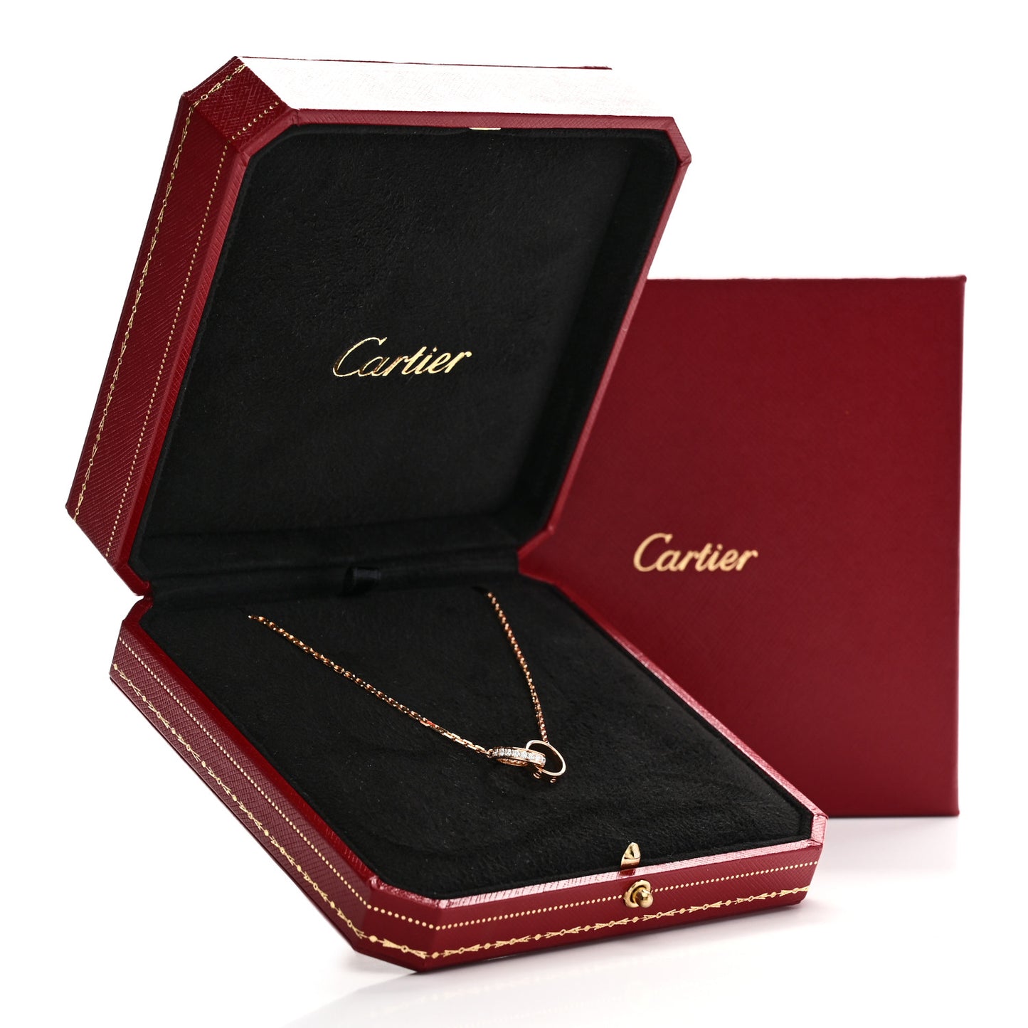 18K Pink Gold Diamond Interlocking LOVE Necklace