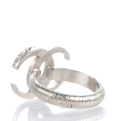 Chanel Baguette Crystal CC Ring 7 Silver 3 of 5