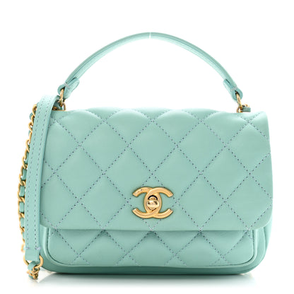 Chanel Calfskin Quilted Top Handle Flap Light Blue 1 of 10
