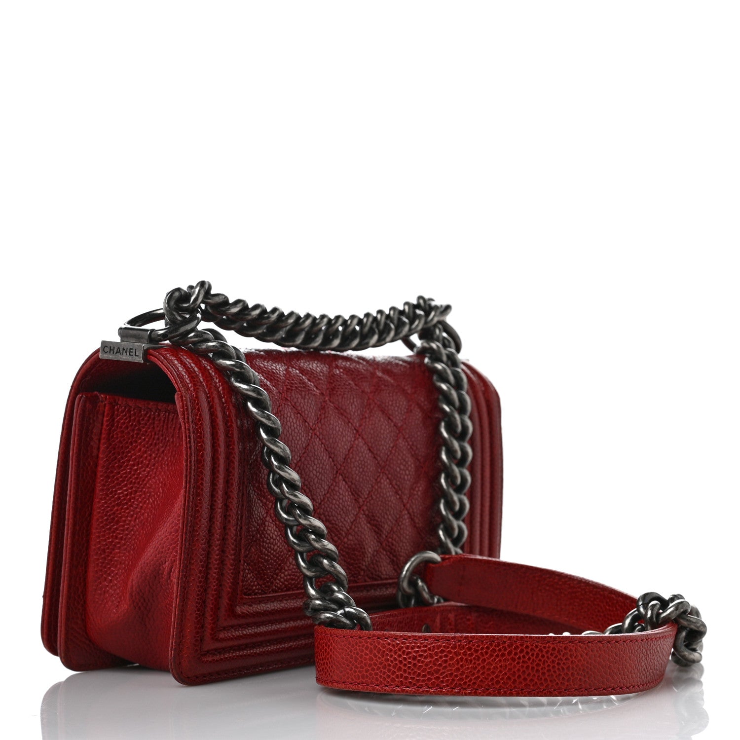 Chanel Caviar Quilted Small Boy Flap Red 3 of 9